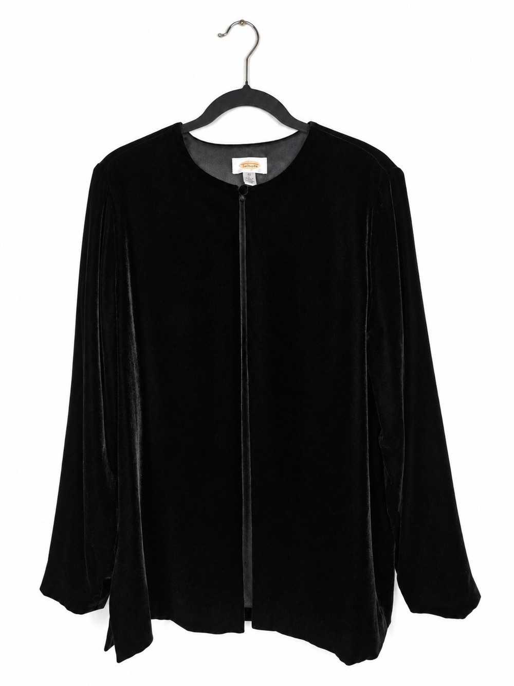 Vintage Talbots Black Velvet Silk Blend Jacket 10 Goth Dark Romantic 90s